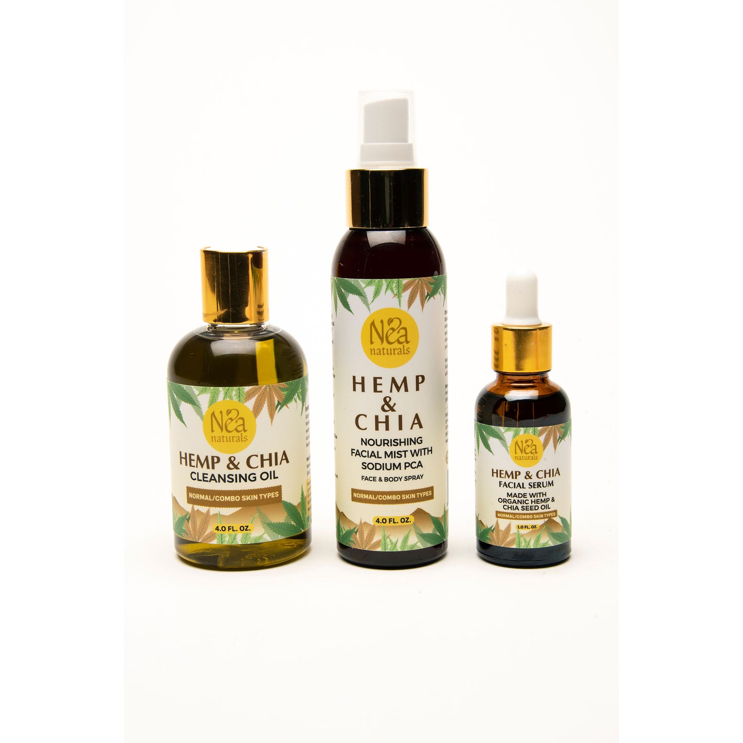 Hemp Seed Cleansing Oil, Hemp Seed Mist & Hemp Seed Beauty Oil - 3 Piece Set